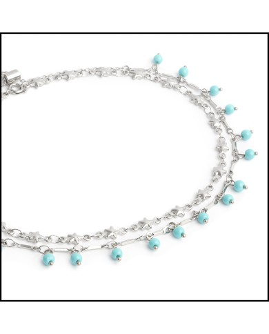 Cavigliera con stelle e cavigliera con pietre turchesi