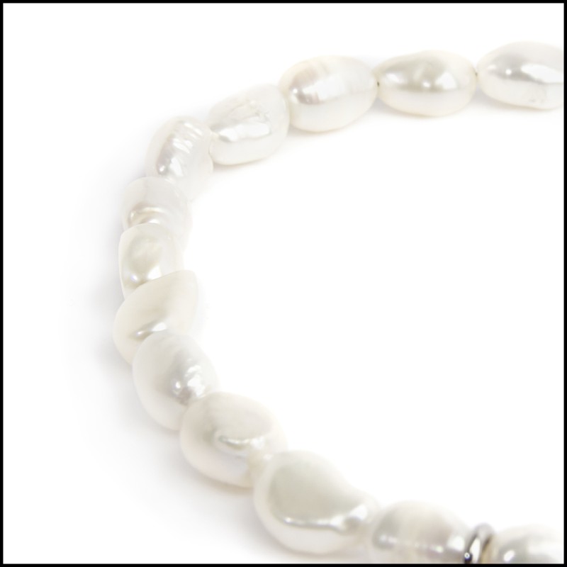 Cavigliera perle di fiume e charm quadrifoglio