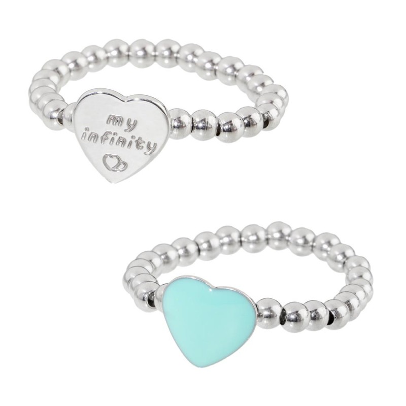 Anello elastico con sfere e cuore