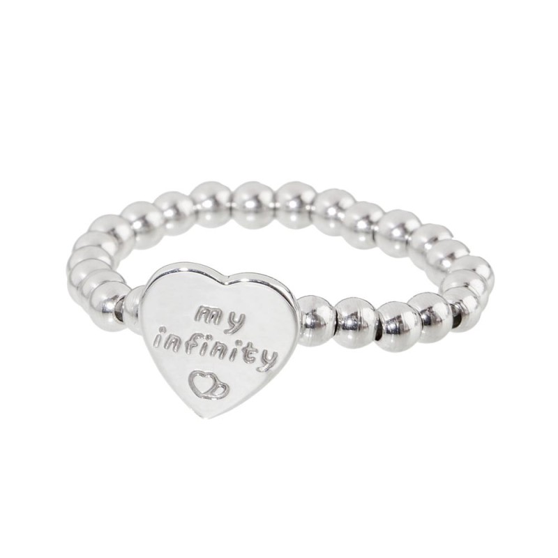 Anello elastico con sfere e cuore